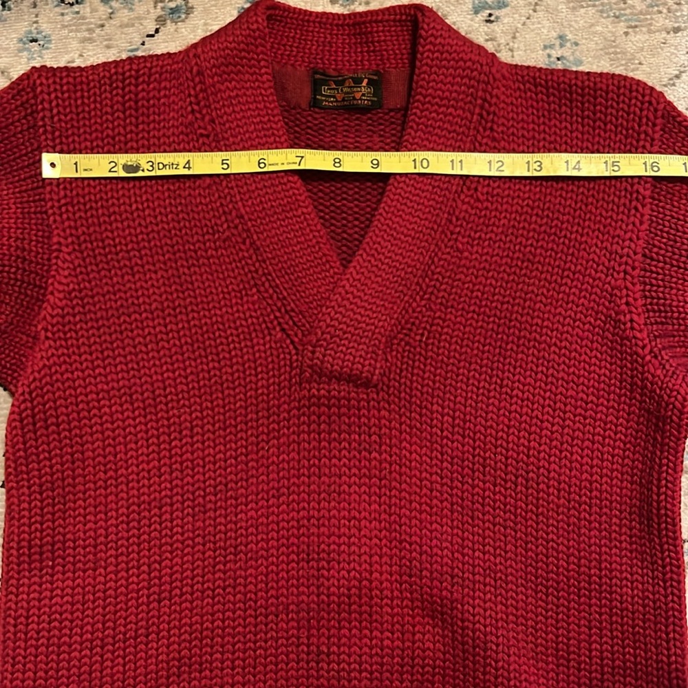 Vintage Thos. E Wilson & Co. Red V-Neck Heavy Sweater - Picture 3 of 16